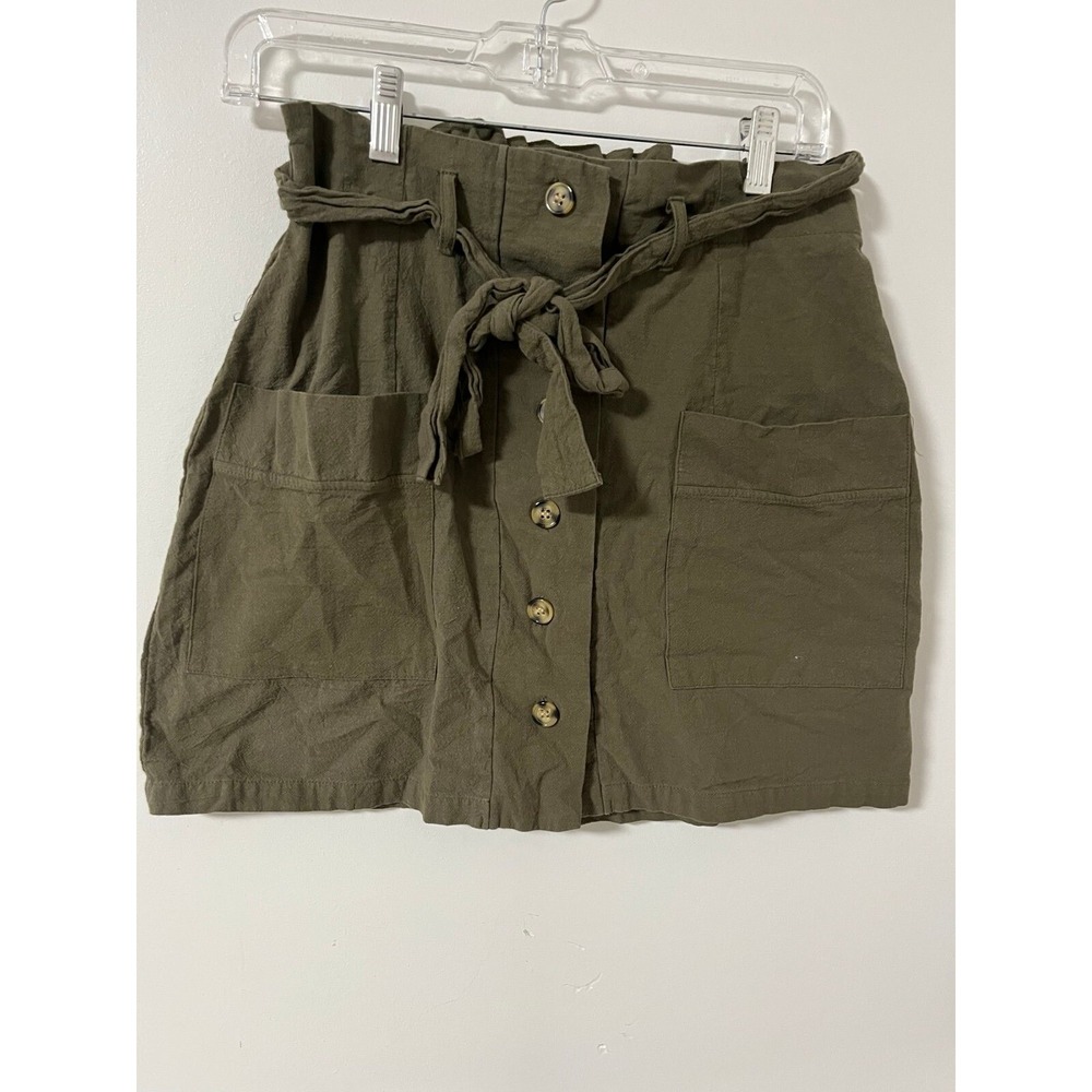 Women's short skirt Olive Green size L‎ cotton